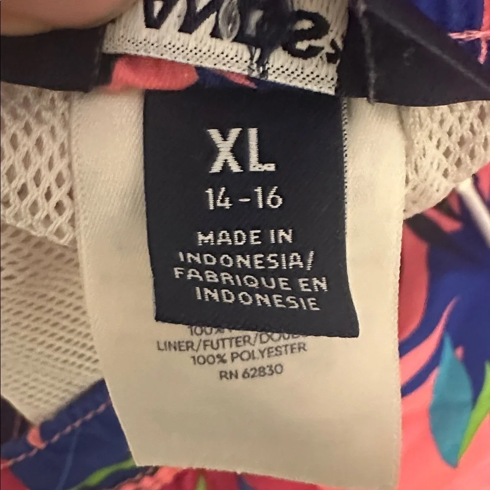 Lands' End Pink and Blue Leaf Print Shorts